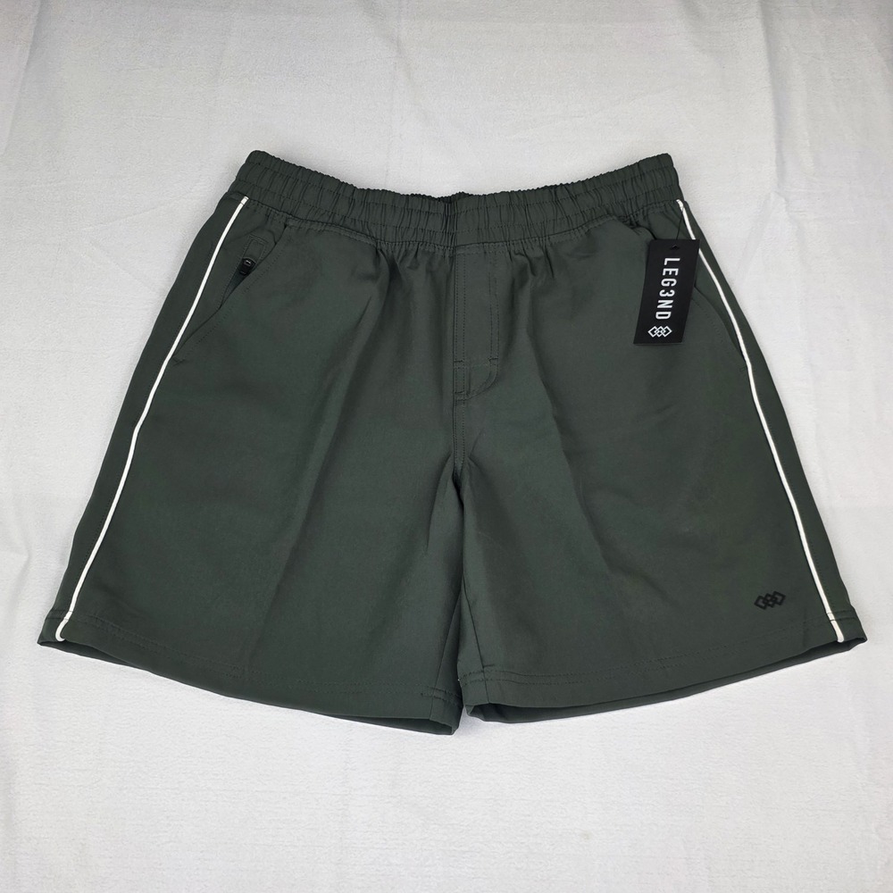 LEG3ND Athletic Shorts Mens Large Gray Drawstring 7" Inseam Wicking Stretch New